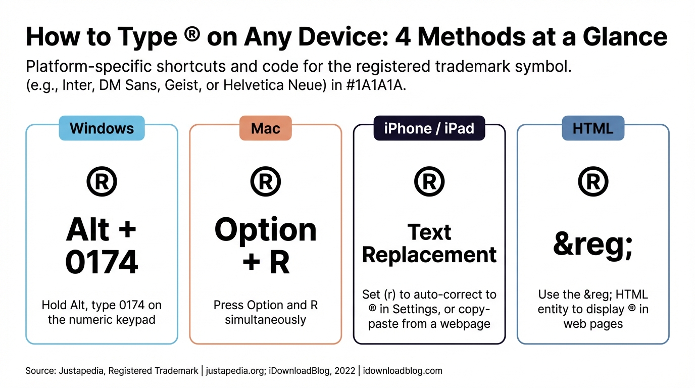 How to Type ® on Any Device: 4 Methods at a Glance