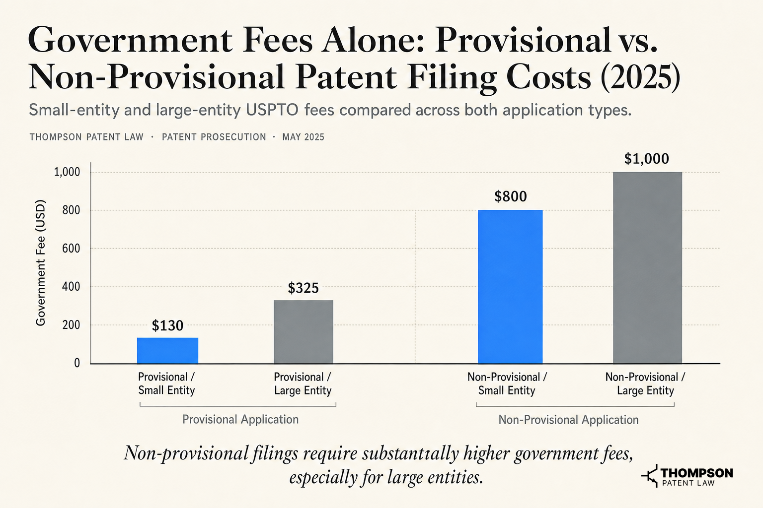 Government Fees Alone: Provisional vs. Non-Provisional Patent Filing Costs (2025)