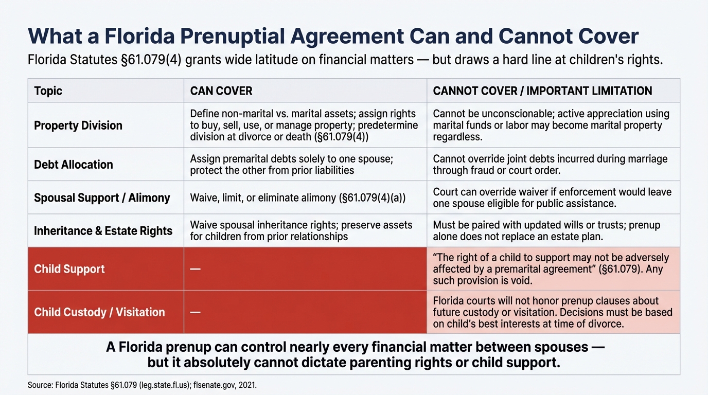 What a Florida Prenuptial Agreement Can and Cannot Cover