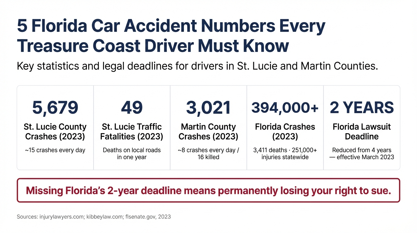 5 Florida Car Accident Numbers Every Treasure Coast Driver Must Know
