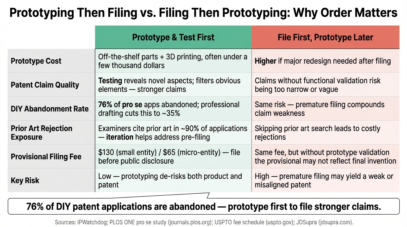Prototyping Then Filing vs. Filing Then Prototyping: Why Order Matters