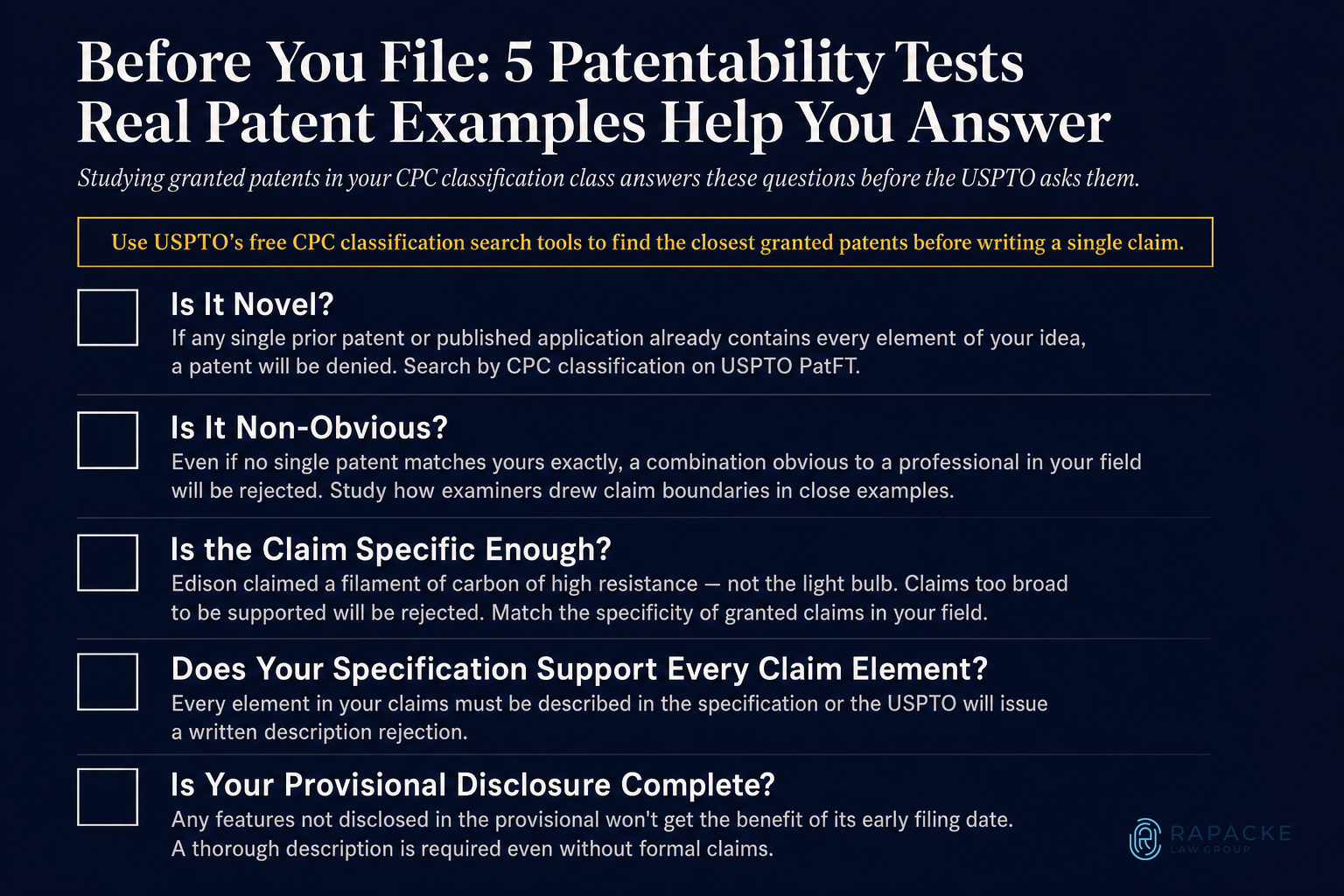 Before You File: 5 Patentability Tests Real Patent Examples Help You Answer