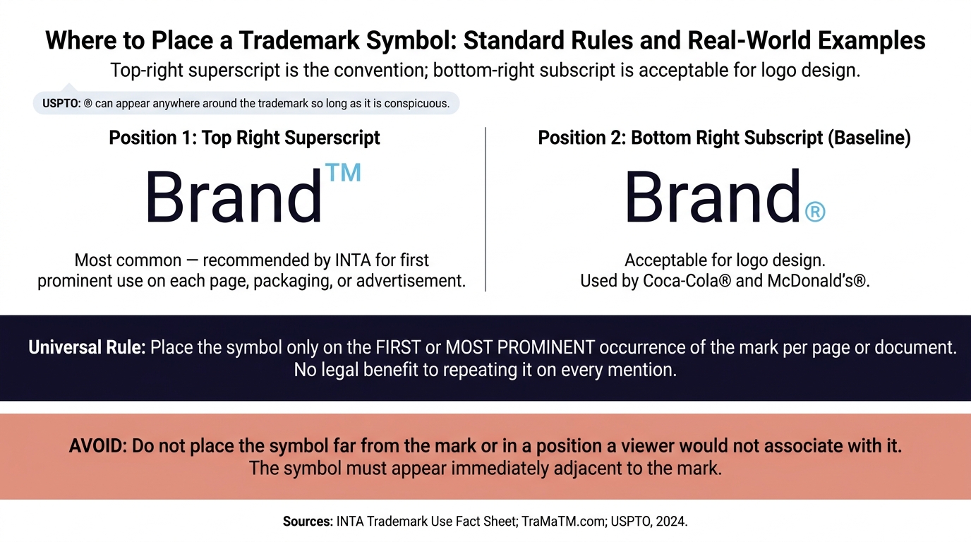 Where to Place a Trademark Symbol: Standard Rules and Real-World Examples